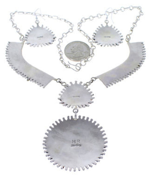 Silver Jewelry Red Oyster Shell Needlepoint Link Necklace Set PX37832